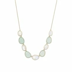 Promo 👏 Liv Oliver 👩 women 18k Gold Moonstone & Chalcedony Necklace ✨