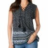 Outlet 💯 Style & Co. 👩 Womens Printed Lace-Up Pullover Top 👍