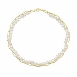 Discount ❤️ Liv Oliver 👩 women 18k Layer Link & Pearl Necklace 👏