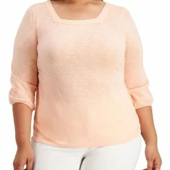 Best Pirce 🌟 Style & Co. Plus 👩 Womens Square Neck Stretch Blouse 🔥