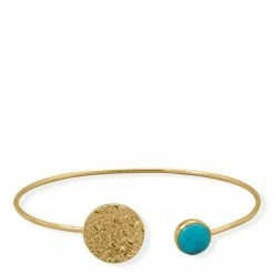 Top 10 ✔️ Liv Oliver 👩 women 18k Gold Turquoise Disc Cuff Bangle 🥰