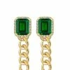 Flash Sale ❤️ Liv Oliver 👩 women 18k Gold Green Embellished Chain Drop Earrings 🎉