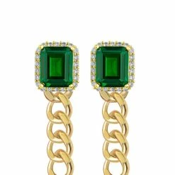 Flash Sale ❤️ Liv Oliver 👩 women 18k Gold Green Embellished Chain Drop Earrings 🎉