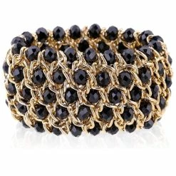 Promo ⭐ Liv Oliver 👩 women 18k Gold Multi Black Statement Bracelet 😀