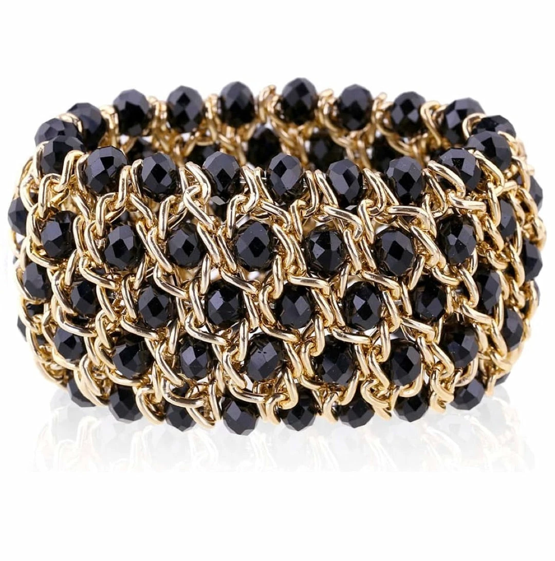Promo โญ Liv Oliver ๐ฉ women 18k Gold Multi Black Statement Bracelet ๐